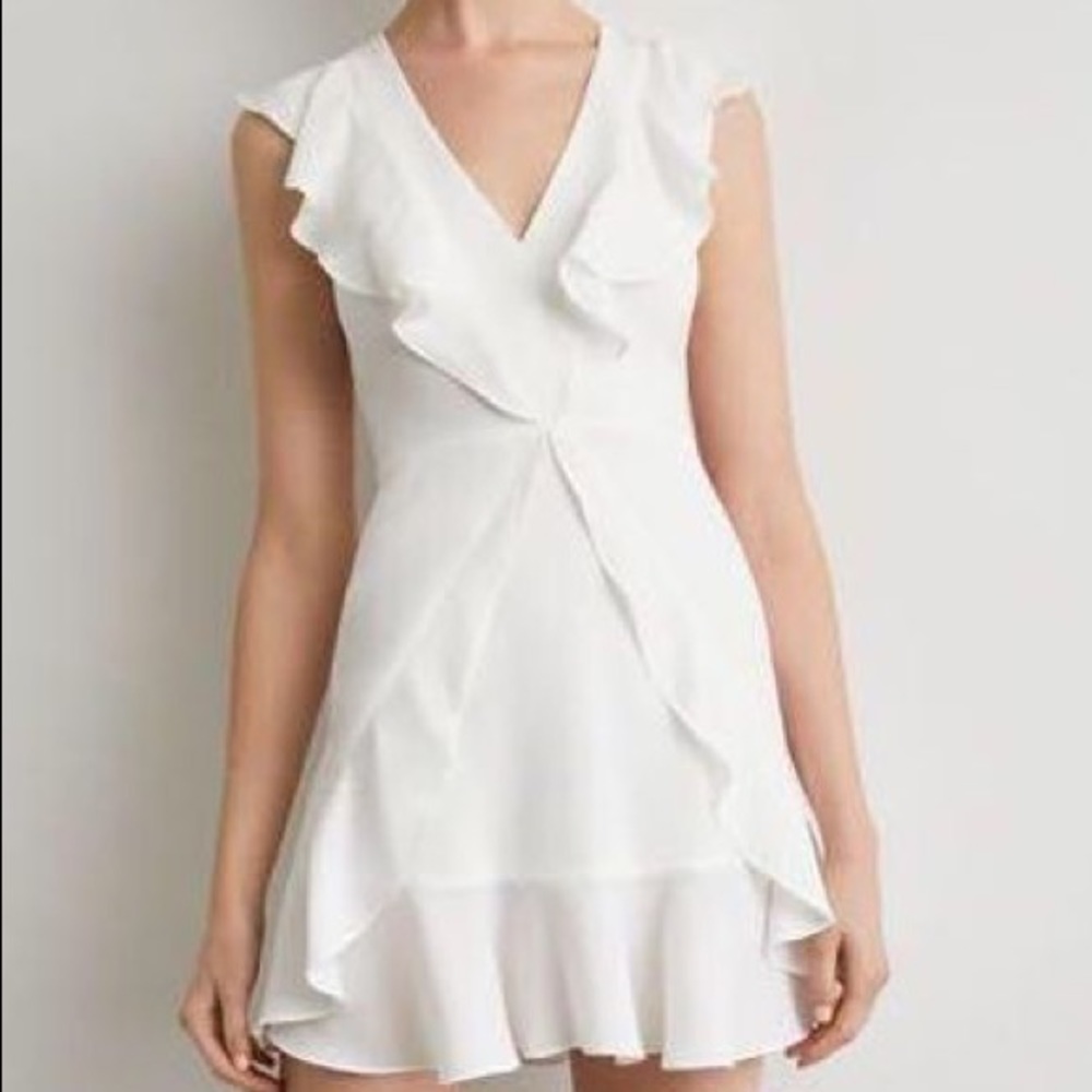 BCBGMaxAzria White Ruffle Mini Dress